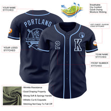 Load image into Gallery viewer, Custom Navy White-Light Blue Authentic Baseball Jersey