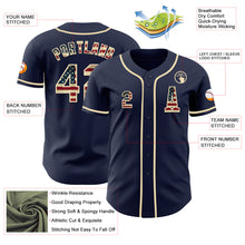 Load image into Gallery viewer, Custom Navy Vintage USA Flag-Cream Authentic Baseball Jersey