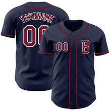 Load image into Gallery viewer, Custom Navy Crimson-White Authentic Baseball Jersey