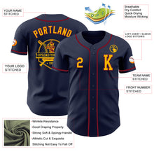 Load image into Gallery viewer, Custom Navy Gold-Crimson Authentic Baseball Jersey