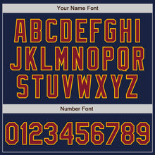 Load image into Gallery viewer, Custom Navy Crimson-Gold Authentic Baseball Jersey