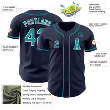 Load image into Gallery viewer, Custom Navy Teal-White Authentic Baseball Jersey