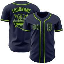 Load image into Gallery viewer, Custom Navy Neon Green Authentic Baseball Jersey