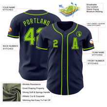 Load image into Gallery viewer, Custom Navy Neon Green Authentic Baseball Jersey