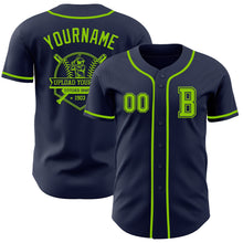 Load image into Gallery viewer, Custom Navy Neon Green Authentic Baseball Jersey