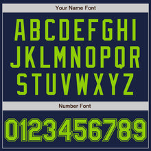 Load image into Gallery viewer, Custom Navy Neon Green Authentic Baseball Jersey