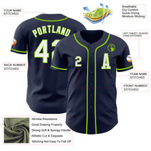 Load image into Gallery viewer, Custom Navy White-Neon Green Authentic Baseball Jersey