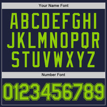 Load image into Gallery viewer, Custom Navy Neon Green Authentic Throwback Basketball Jersey