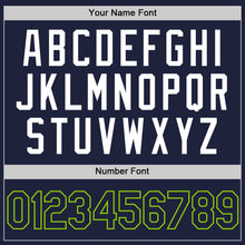 Load image into Gallery viewer, Custom Navy Neon Green-White Authentic Throwback Basketball Jersey