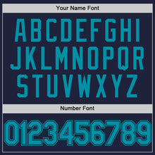 Load image into Gallery viewer, Custom Navy Teal Authentic Throwback Basketball Jersey