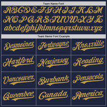 Load image into Gallery viewer, Custom Navy Old Gold Authentic Baseball Jersey
