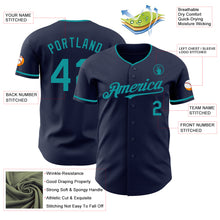 Load image into Gallery viewer, Custom Navy Teal Authentic Baseball Jersey