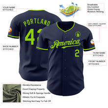 Load image into Gallery viewer, Custom Navy Neon Green Authentic Baseball Jersey