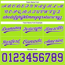 Load image into Gallery viewer, Custom Neon Green Purple-White Authentic Throwback Basketball Shorts