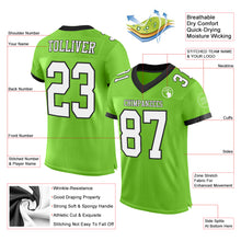 Load image into Gallery viewer, Custom Neon Green White-Black Mesh Authentic Football Jersey