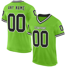 Load image into Gallery viewer, Custom Neon Green Black-White Mesh Authentic Throwback Football Jersey