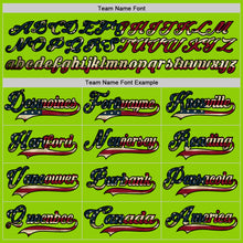 Load image into Gallery viewer, Custom Neon Green Vintage USA Flag Black-Cream Hockey Lace Neck Jersey