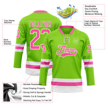 Load image into Gallery viewer, Custom Neon Green Pink-White Hockey Lace Neck Jersey