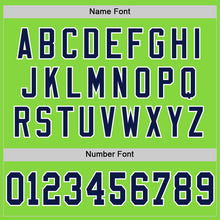 Load image into Gallery viewer, Custom Neon Green Navy-White Mesh Authentic Throwback Football Jersey