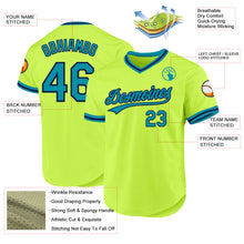 Load image into Gallery viewer, Custom Neon Green Teal-Navy Authentic Throwback Baseball Jersey