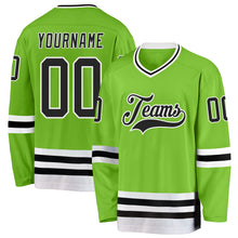 Load image into Gallery viewer, Custom Neon Green Black-White Hockey Jersey