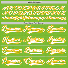 Load image into Gallery viewer, Custom Neon Green White-Gold Hockey Jersey