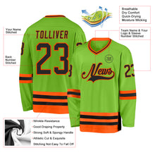 Load image into Gallery viewer, Custom Neon Green Black-Orange Hockey Jersey