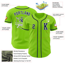 Load image into Gallery viewer, Custom Neon Green Navy-White Authentic Baseball Jersey
