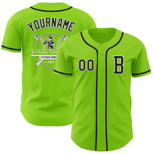Load image into Gallery viewer, Custom Neon Green Black-White Authentic Baseball Jersey