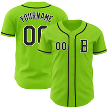 Load image into Gallery viewer, Custom Neon Green Black-White Authentic Baseball Jersey