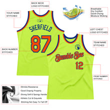 Load image into Gallery viewer, Custom Neon Green Orange-Royal Authentic Throwback Basketball Jersey