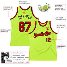 Load image into Gallery viewer, Custom Neon Green Red-Black Authentic Throwback Basketball Jersey