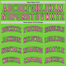 Load image into Gallery viewer, Custom Neon Green Medium Pink-Navy Authentic Basketball Jersey