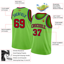 Load image into Gallery viewer, Custom Neon Green Red-Royal Authentic Basketball Jersey