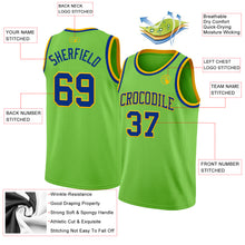 Load image into Gallery viewer, Custom Neon Green Royal-Gold Authentic Basketball Jersey