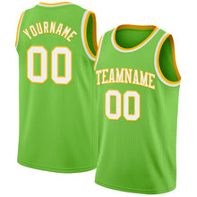 Load image into Gallery viewer, Custom Neon Green White-Gold Authentic Basketball Jersey