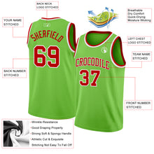 Load image into Gallery viewer, Custom Neon Green Red-White Authentic Basketball Jersey