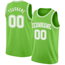 Load image into Gallery viewer, Custom Neon Green White Authentic Basketball Jersey