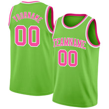 Load image into Gallery viewer, Custom Neon Green Pink-White Authentic Basketball Jersey
