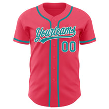 Load image into Gallery viewer, Custom Neon Pink Teal-White Authentic Baseball Jersey
