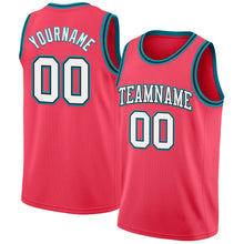 Load image into Gallery viewer, Custom Neon Pink White Black-Teal Authentic Basketball Jersey