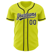 Load image into Gallery viewer, Custom Neon Yellow Black-White Authentic Baseball Jersey