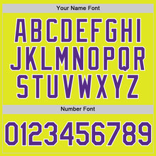 Load image into Gallery viewer, Custom Neon Yellow Purple-White Authentic Baseball Jersey