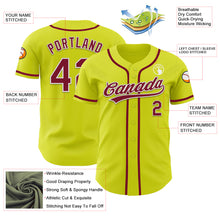 Load image into Gallery viewer, Custom Neon Yellow Crimson-White Authentic Baseball Jersey