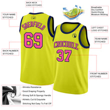 Load image into Gallery viewer, Custom Neon Yellow Pink-Navy Authentic Basketball Jersey