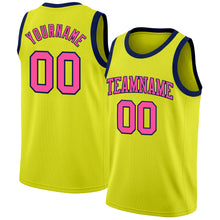 Load image into Gallery viewer, Custom Neon Yellow Pink-Navy Authentic Basketball Jersey