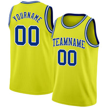 Load image into Gallery viewer, Custom Neon Yellow Royal-White Authentic Basketball Jersey