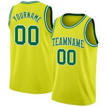 Load image into Gallery viewer, Custom Neon Yellow Kelly Green-White Authentic Basketball Jersey