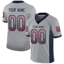 Load image into Gallery viewer, Custom Light Gray Navy-Scarlet Drift Fashion Football Jersey
