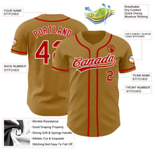 Load image into Gallery viewer, Custom Old Gold Red-White Authentic Baseball Jersey